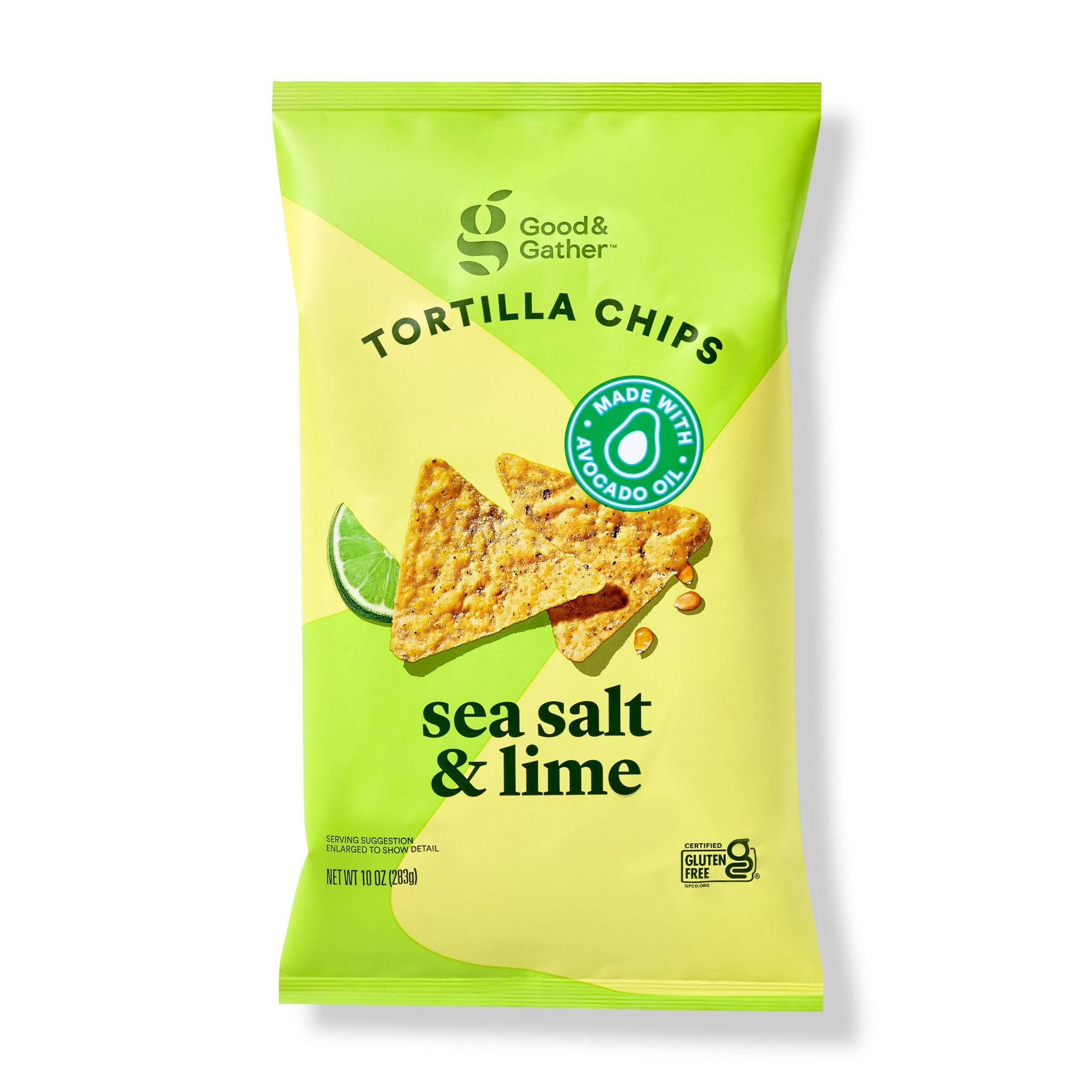 Sea Salt & Lime Avocado Oil Tortilla Chips made with Avocado Oil - 10oz - Good & Gather™