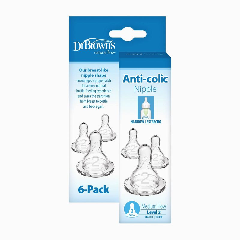 Dr. Brown&#39;s Level 2 Narrow Baby Bottle Silicone Nipple, Medium Flow - 6pk - 3m+, 3 of 17