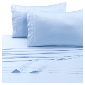 Rayon from Bamboo Deep Pocket Solid Sheet Set (Queen) Spa Blue 300 Thread Count - Tribeca Living