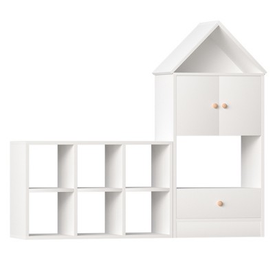 Yinvani  Versatile Children's Bookshelf with House-Shaped Design, Durable Kids Organizer for Playroom or Bedroom, Easy Assembly