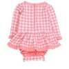 RuffleButts UPF50+ Baby Girls Long Sleeve One Piece Bow Peplum Rash Guard Swimsuit - 2 of 4