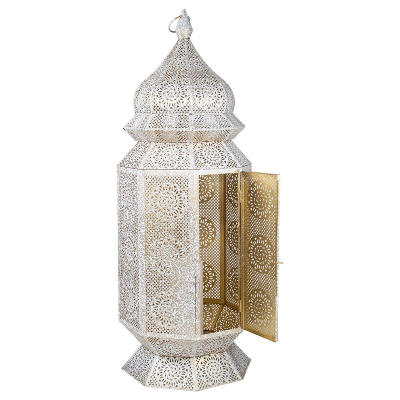 Northlight 29.5" White and Gold Moroccan Style Floor Pillar Candle Lantern, 3 of 5