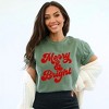 Simply Sage Market Women's Bold Merry and Bright Puff Print Short Sleeve Garment Dyed Tee - 2 of 4