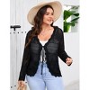 Clearlove Women's Plus Size Tie Front Cardigan Sweaters Long Sleeve Bow Sweater Fall Winter Trendy Outerwear Tops - 4 of 4