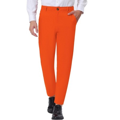 Lars Amadeus Men's Straight Fit Flat Front Chino Solid Color Dress Pants