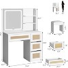 Vanity Desk with Mirror and Adjustable Lights, Makeup Vanity Desk with Rattan Drawers, Built-in Power Outlet & USB, Makeup Table for Bedroom, White - 2 of 4