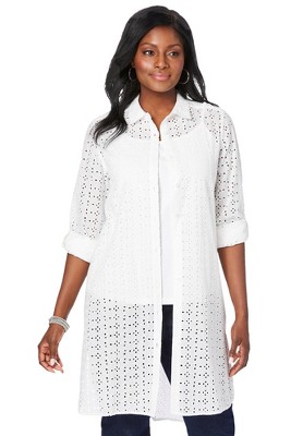 Jessica London Women's Plus Size Eyelet Mega Tunic