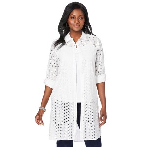Jessica London Women's Plus Size Eyelet Mega Tunic - 1 of 4