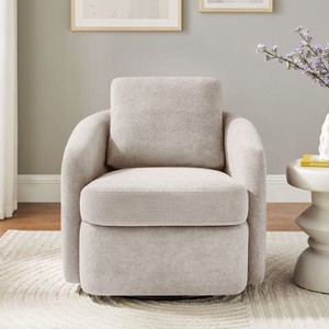 VANOMi 28.7" Modern Swivel Barrel Accent Chair with Removable Back Cushion - 1 of 4