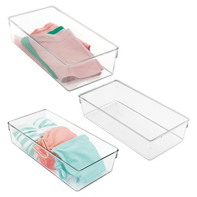 iDesign Plastic Dresser Drawer Organizer for Bedroom - Set of 3 - Clear