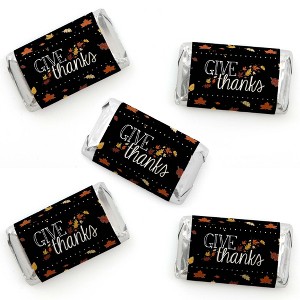 Big Dot of Happiness Give Thanks - Mini Candy Bar Wrapper Stickers - Thanksgiving Party Small Favors - 40 Count - 1 of 4