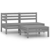 vidaXL 3 Piece Patio Lounge Set - Solid Pinewood, Gray - Assembly Required - 2 of 4