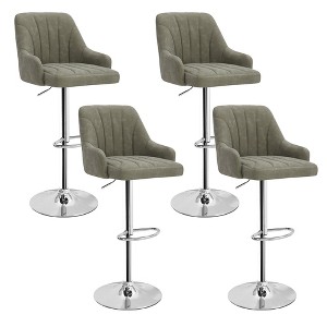 VECELO Set of 2/4 Swivel Adjustable Bar Stools with Back and Arm, Kitchen Island Stools, PU Chairs for Pub, Dining Room - 1 of 4