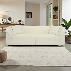 87" BouclÃ© Curved 3-Seater Sofa with Plush Seating - 1 of 4