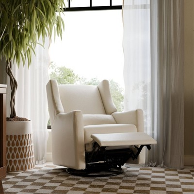 Sustainably Sourced White Linen Swivel Recliner Armchair