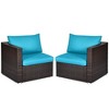 Tangkula 4PCS Rattan Corner Sofa Set Patio Outdoor Furniture Set w/ Blue Cushions - 2 of 4