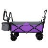 Grungis 39"H Wagon Storage Cart with Push Handle,Collapsible Shopping Wagon Cart with Canopy,Utility Cart with All-Terrain Wheels for Camping,Black - 2 of 4