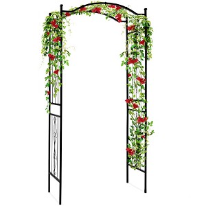 Best Choice Products 92in Steel Garden Arch Arbor Outdoor Trellis for Garden, Climbing Plants w/ Wire Lattice - Black - 1 of 4