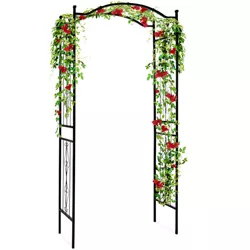 Best Choice Products 92in Steel Garden Arch Arbor Outdoor Trellis for Garden, Climbing Plants w/ Wire Lattice - Black