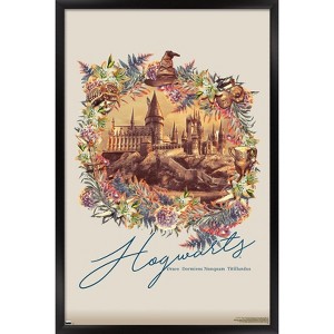 Trends International The Wizarding World: Harry Potter - Floral Hogwarts Framed Wall Poster Prints - 1 of 4