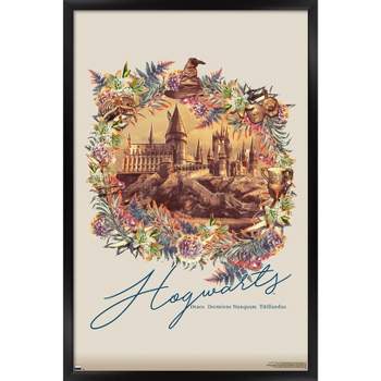 Trends International The Wizarding World: Harry Potter - Floral Hogwarts Framed Wall Poster Prints