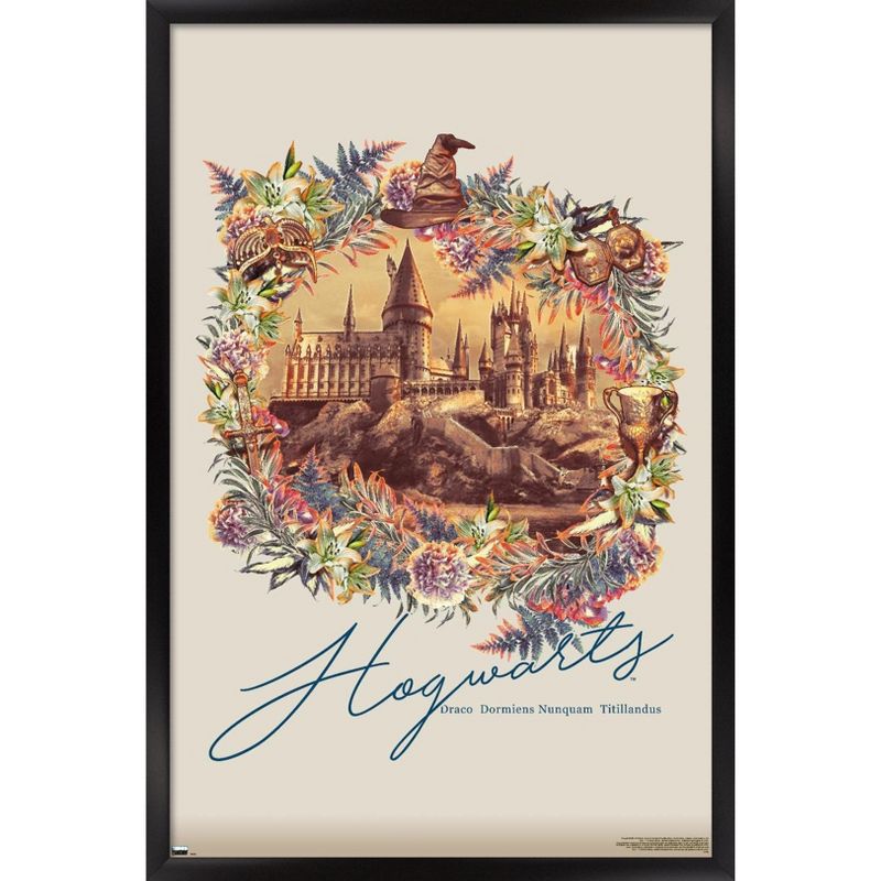 Trends International The Wizarding World: Harry Potter - Floral Hogwarts Framed Wall Poster Prints, 1 of 7