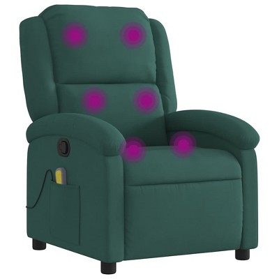 vidaXL Massage Recliner Chair with 6-Point Vibration Massage, Adjustable, Dark Green Velvet