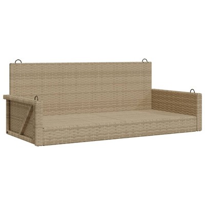 vidaxl Outdoor Garden Swing Bench - Beige Poly Rattan Hanging Hammock Chair for Patio Garden - Durable, Weather-Resistant, and Robust Seating