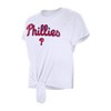 MLB Philadelphia Phillies Women's White Front Knot T-Shirt - 3 of 4