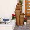 43" Outdoor 3-Tier Solar Cascading Resin Vase Fountain with LED Lights Brown - Alpine Corporation: Weatherproof, Rust-Resistant - 2 of 3