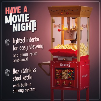 Nostalgia Red Vintage Popcorn Cart with Candy Dispenser
