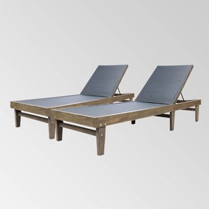 Summerland 2pk Wood & Mesh Chaise Lounge: Patio Seating, Weather-Resistant - Christopher Knight Home - 1 of 4