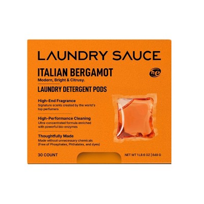 Laundry Sauce Italian Bergamot Laundry Detergent Pods - 30ct: Dye-Free, Paraben-Free, Bleach-Free, Phthalate-Free