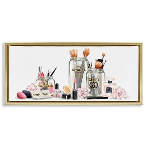 Stupell Industries Floral Makeup Collection Still Life Black Framed Floater Canvas Wall Art - 1 of 4