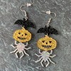 Skull & Bat Dangle Earrings - Sweet Gothic Halloween Acrylic Jewelry Set for Women, Cute Spooky Gift - 3 of 4