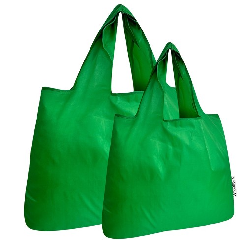 Wrapables Large Small Foldable Tote Nylon Reusable Grocery Bags Set Of 2 Green Target