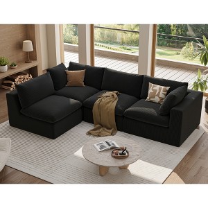 135'' Corduroy Modular L-Shape Sectional Sofa with No Assembly Required, Soft Fabric, and Extra Large Rest Area - 1 of 4