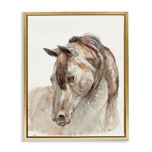 Stupell Industries Gentle Horse Portrait Farm Watercolor Detail Floating Frame Canvas Art - 1 of 4