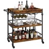 Bar Cart with Wheels, 3 Tier Rolling Cart with Wine Rack and Removable Tray - 3 of 4