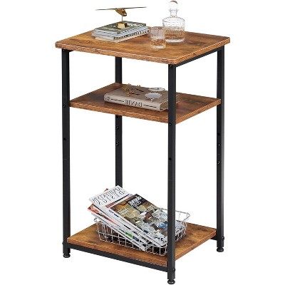 GALAXHERO Side Table, Small End Table, Adjustable 3-Tier Bedside Table, Tall Nightstand for Bedroom, Living Room, Sofa Table for Small Space