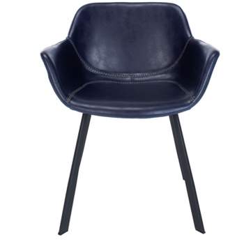 Arlo Mid-Century Dining Chair (Set of 2) - Midnight Blue/Black - Safavieh .