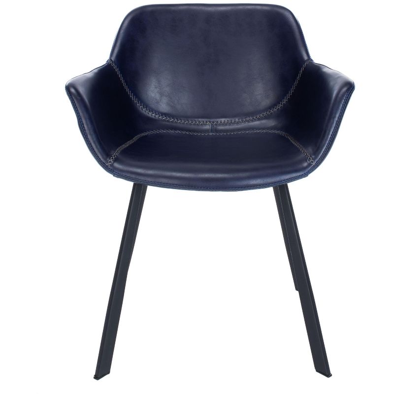 Arlo Mid-Century Dining Chair (Set of 2) - Midnight Blue/Black - Safavieh ., 1 of 9