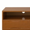 60" Solid Rubberwood Hardwood Mid Century Modern TV Media Stand with Cord Management, Three Large Drawers and Two Open Compartments for Living Room - 2 of 4