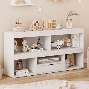 oy Storage Organizer 5 Cubes Kids Bookshelf with Drawer Wooden Storage Cabinet Playhouse Shelves Cabinet - 1 of 4