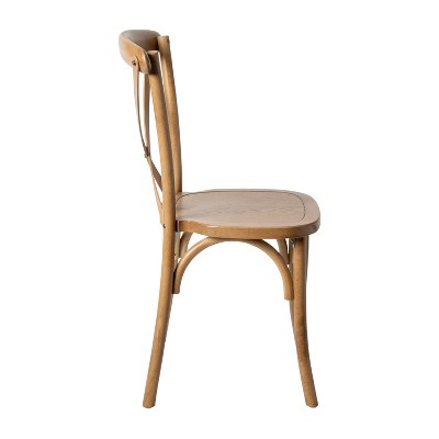 Light Brown Elm Wood Cross Back Dining Chair