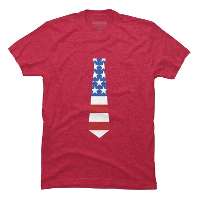 Men's Design By Humans Fourth Of July Simple American Flag Tie By FreshDressedTees T-Shirt