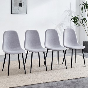 Dolonm Set of 4 Fabric & Metal Spoon Chairs - Minimalist Scandinavian Style, 15.5x16.3x34.5 Inches - 1 of 4