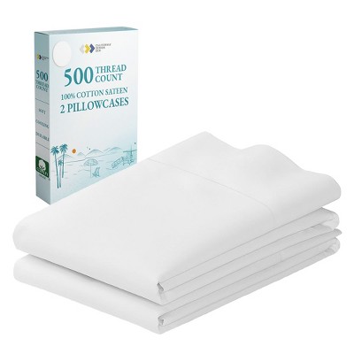 Luxury 500 Thread Count Pillowcase Set - 100% Cotton Sateen, Cool & Breathable by California Design Den