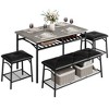 Whizmax Dining Table Set for 4, Kitchen Table Set with Upholstered Bench and Square Stools for Small Space, Apartment - 2 of 4