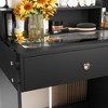 Modern Makeup Vanity Desk Vanity Table Dressing Table with 3-Mode Lighted Mirror, Charging Ports, Glass Top, 2 Drawers&Cabinet, White/Black-ModernLuxe - 3 of 4
